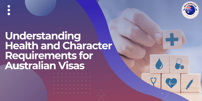 Illustration representing Australian visa health and character requirements, including medical checks, police clearance certificates, and compliance standards for visa applicants.